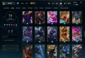 Mestre com 150 Champs e 78 Skins ( 429 PDL ) +6 Prestigios - League of Legends LOL