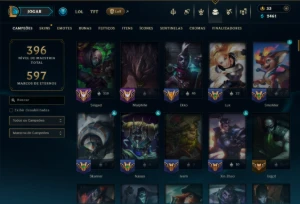 Mestre com 150 Champs e 78 Skins ( 429 PDL ) +6 Prestigios - League of Legends LOL