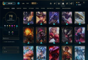 Mestre com 150 Champs e 78 Skins ( 429 PDL ) +6 Prestigios - League of Legends LOL