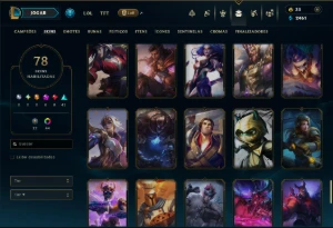 Mestre com 150 Champs e 78 Skins ( 429 PDL ) +6 Prestigios - League of Legends LOL