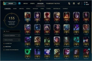 League of Legends Conta Diamond 4 com 17 skins LOL