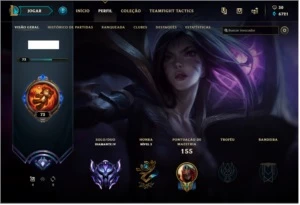 League of Legends Conta Diamond 4 com 17 skins LOL