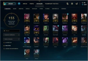League of Legends Conta Diamond 4 com 17 skins LOL