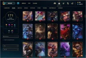 Conta ouro 4 com 122 champs e 171 skins (5 Vitoriosas) - League of Legends LOL
