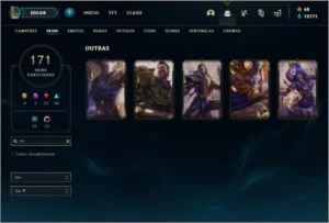 Conta ouro 4 com 122 champs e 171 skins (5 Vitoriosas) - League of Legends LOL