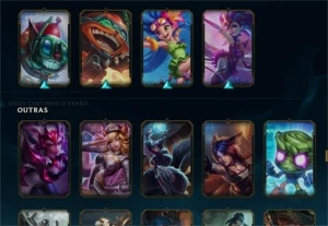 Conta no lol com 212 skins, com 880 RP, 21K EA (Unraked) - League of Legends