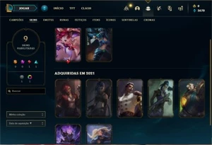 Conta Platina 3 com 34 Champs e 9 Skins + 2 Fragmentos - League of Legends LOL