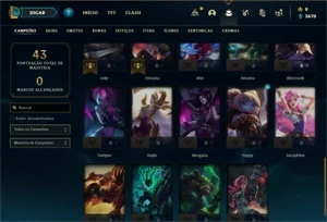 Conta Platina 3 com 34 Champs e 9 Skins + 2 Fragmentos - League of Legends LOL