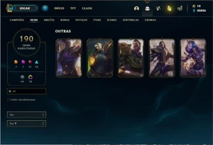 Conta ouro 2 com TODOS os champs e 190 Skins ( Nivel 659 ) - League of Legends LOL