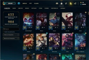 Conta ouro 2 com TODOS os champs e 190 Skins ( Nivel 659 ) - League of Legends LOL