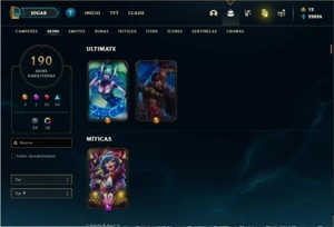 Conta ouro 2 com TODOS os champs e 190 Skins ( Nivel 659 ) - League of Legends LOL