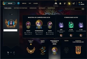 Conta ouro 2 com TODOS os champs e 190 Skins ( Nivel 659 ) - League of Legends LOL