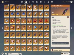 Genshin Impact AR50 com hu tao, zhongli e duas armas 5*