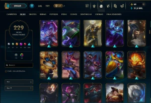Bronze 1 com TODOS os Champs e 229 Skins ( MAIN SUP ) - League of Legends LOL