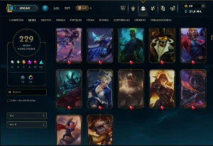 Bronze 1 com TODOS os Champs e 229 Skins ( MAIN SUP ) - League of Legends LOL