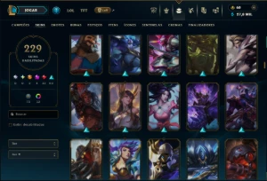 Bronze 1 com TODOS os Champs e 229 Skins ( MAIN SUP ) - League of Legends LOL