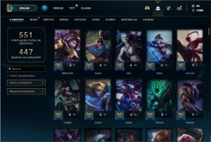 Conta prata 1 com TODOS os champs e 134 Skins + 5 Vitoriosas - League of Legends LOL