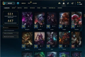 Conta prata 1 com TODOS os champs e 134 Skins + 5 Vitoriosas - League of Legends LOL