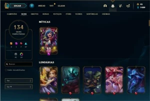 Conta prata 1 com TODOS os champs e 134 Skins + 5 Vitoriosas - League of Legends LOL