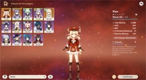 Conta com Klee e Keqing Ar 20 +11 personagens 4⭐ e 4 armas 4 - Genshin Impact