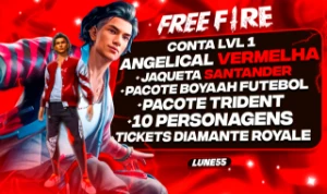 Conta Angelical Vermelha+Jaq. Santa+Conj. Boyaah Futebol+10 - Free Fire