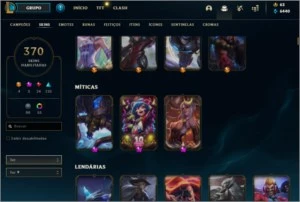 CONTA LOL DIAMANTE 4, 370 SKINS BARATA