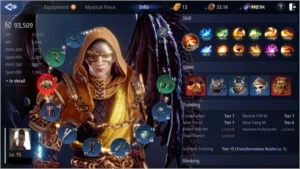 LANCER 75 (93K PP) ARMOR ÉPICA- ARMA +8e 3 COUROS E 1 CHIFRE - MIR4