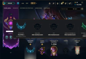 Platina 1 com TODOS os Champs e 571 Skins ( Nivel 873 ) - League of Legends LOL