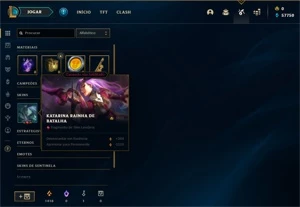 CONTA SMURF UNRAKED COM KATARINA RAINHA DE BATALHA + 57K EA - League of Legends LOL