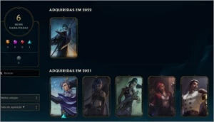 CONTA PRATA 4 COM VARIOS CHAMP SKIN E FRAGMENTOS DE SKIN - League of Legends LOL