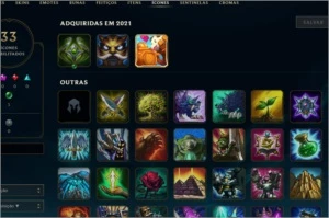 CONTA PRATA 4 COM VARIOS CHAMP SKIN E FRAGMENTOS DE SKIN - League of Legends LOL