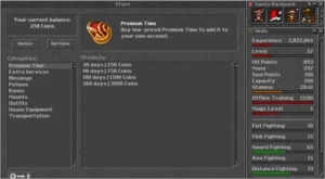 EK 57, 800k bank, 250 tibia coins e TODOS itens de Natal