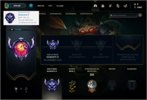 Conta DIAMANTE 4 com 60% de win rate, 27 champs e 2 skins - League of Legends LOL