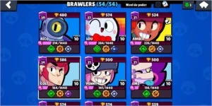 CONTA BRAWL STARS COM 102 SKINS