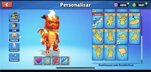 Conta de Stumble guys com 5000 coroas e quase tudo do jogo
