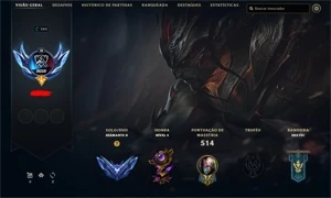 Conta season 5, Diamante 2, passe de batalha ativo - League of Legends LOL