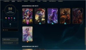 Conta League of Legends nv47 20 skins LOL
