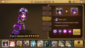 Reroll Summoners War lvl10 com Cannon Girl Dark - Bella