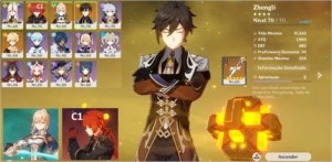 VENDO DILUC C1 + ZHONGLI + JEAN + FALCÃO  (5x5star) - Genshin Impact