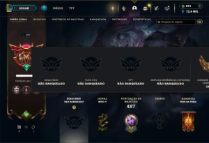 Unranked com TODOS os Champs e 277 Skins + 8 Prestigios - League of Legends LOL