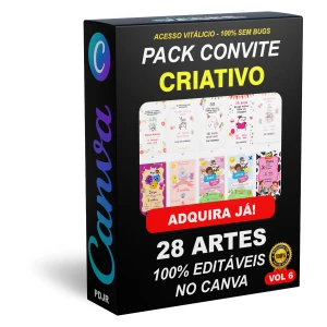 Pack Canva Convite Criativo Vol 6 - 28 Artes Editáveis - Serviços Digitais