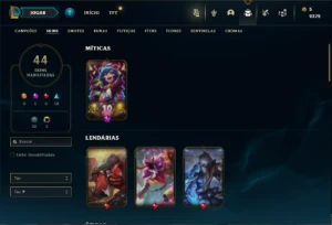 Conta Unranked com 92 Champs e 44 Skins - League of Legends LOL