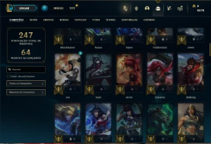 Conta Unranked com 92 Champs e 44 Skins - League of Legends LOL