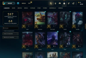 Conta Unranked com 92 Champs e 44 Skins - League of Legends LOL