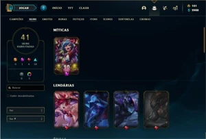 Conta prata 1 com 66 Champs e 41 Skins + 325k de Vayne - League of Legends LOL