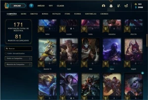 Conta prata 1 com 66 Champs e 41 Skins + 325k de Vayne - League of Legends LOL