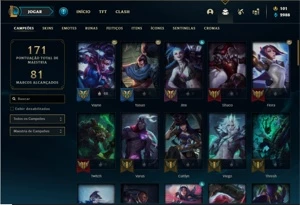 Conta prata 1 com 66 Champs e 41 Skins + 325k de Vayne - League of Legends LOL