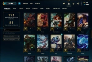 Conta prata 1 com 66 Champs e 41 Skins + 325k de Vayne - League of Legends LOL