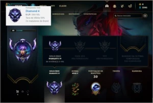 Conta diamante 4 com 30 champs e 3 skins - League of Legends LOL
