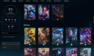 VENDO minha conta de lol criada em 2020, com 85 skins; - League of Legends